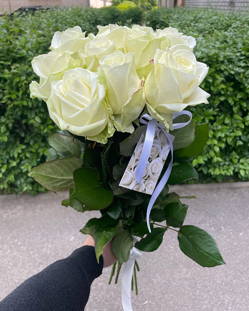 Baltu rožu pušķis